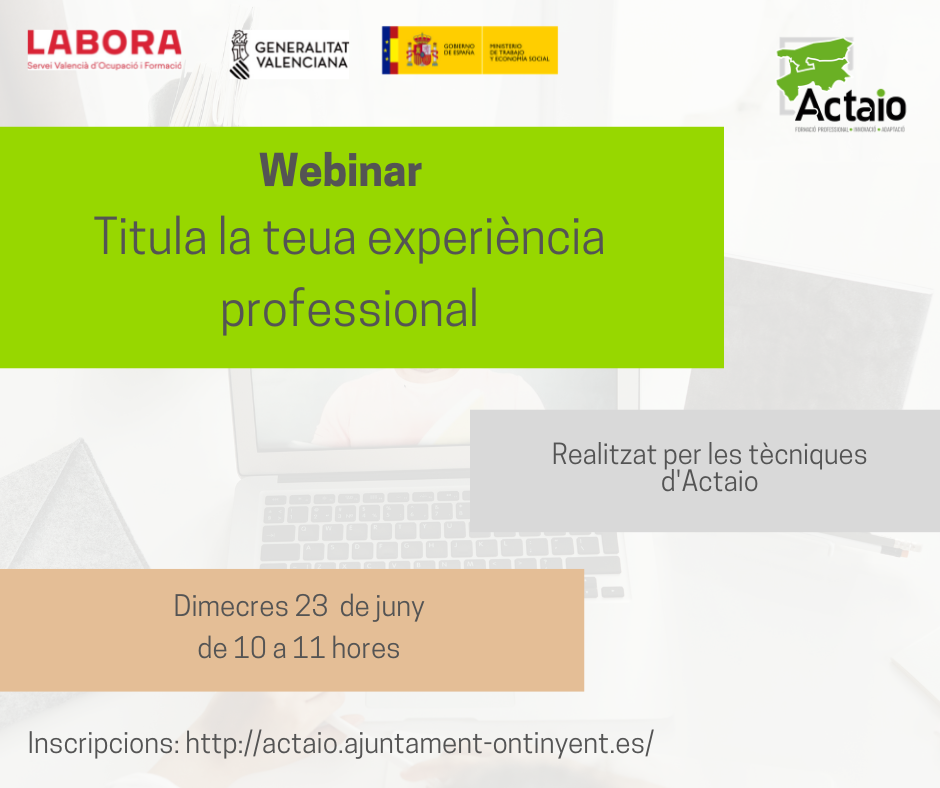 Webinar Titula la teua experi�ncia