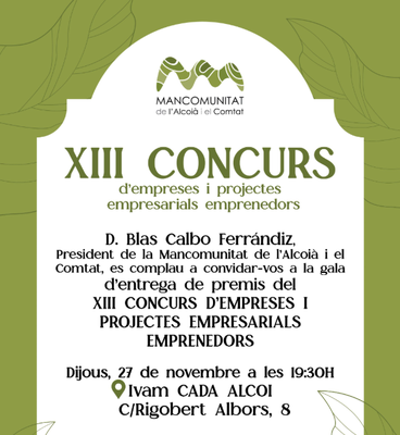Entrega de premios XIII Emprendedores de la Mancomunitat de l'Alcoi� i el Comtat