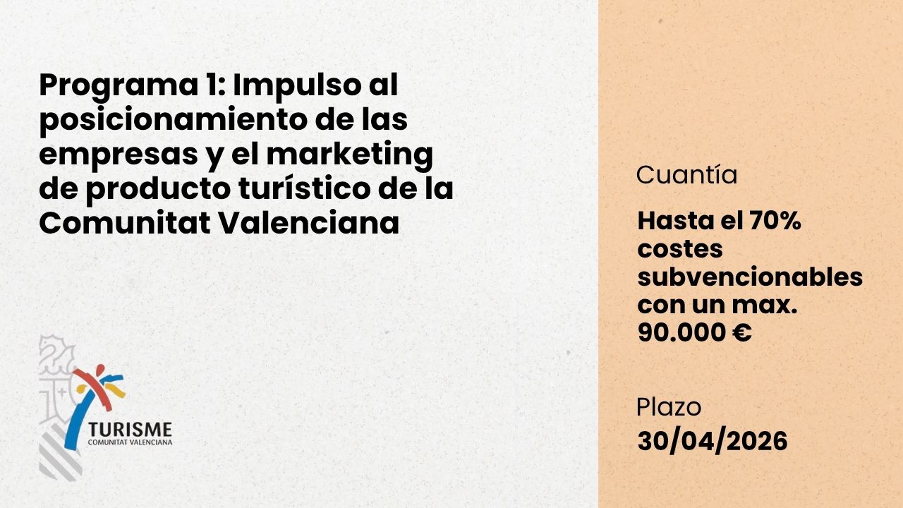 Programa 1: Ayudas Impulso al posicionamiento de las empresas y el marketing de producto tur�stico de la Comunitat Valenciana
