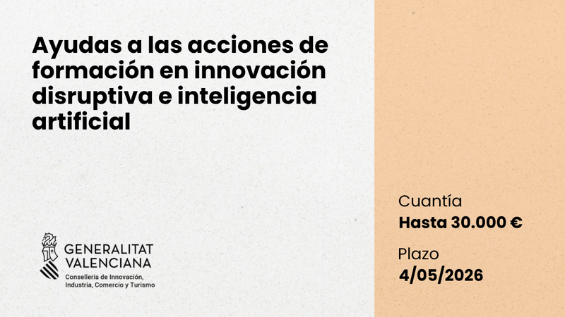 Ayudas a las acciones de formaci�n en innovaci�n disruptiva e inteligencia artificial 