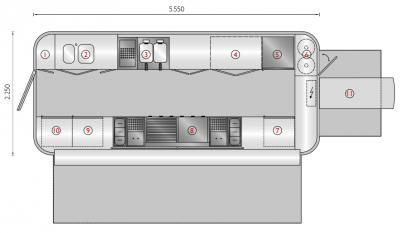 Disposici�n de los equipos en la cocina de un foodtruck