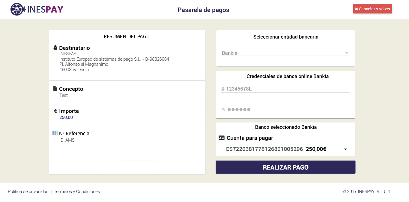 El cliente selecciona desde que cuenta va a realizar el pago.[;;;][;;;]