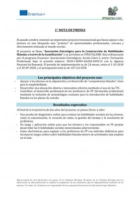 1� Nota de Prensa del Proyecto STRATAGAME