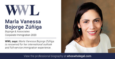 Mi reconocimiento internacional, Who�s Who Legal Corporate Immigration Spain 2020 Marla Vanessa BOJORGE Z��IGA.