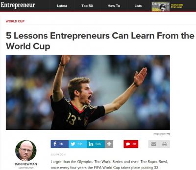 Los emprendedores tambi�n pueden aprender del Campeonato del mundo de f�tbol