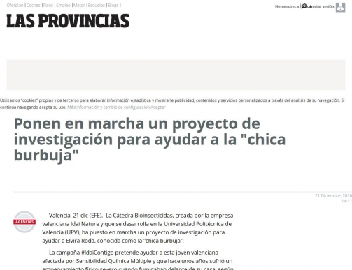 Ponen en marcha un proyecto de investigaci�n para ayudar a la "chica burbuja"