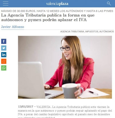La Agencia Tributaria publica la forma en que aut�nomos y pymes podr�n aplazar el IVA