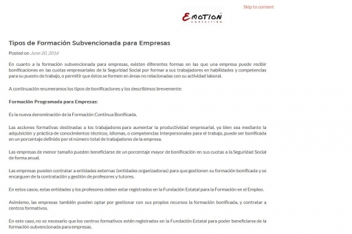 Tipos de Formaci�n Subvencionada para Empresas