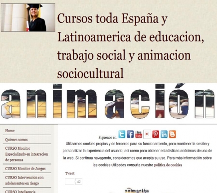 Cursos toda Espa�a y Latinoamerica de educacion, trabajo social y animacion sociocultural