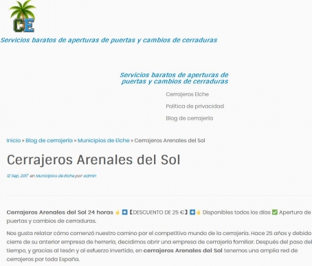 Cerrajeros Arenales del Sol - Atendemos en 20 min