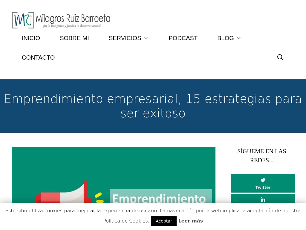Emprendimiento empresarial, 15 estrategias para ser exitoso - Milagros Ruiz Barroeta