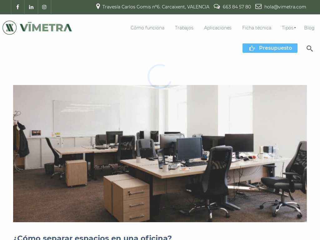 �C�mo separar espacios en una oficina? - Vimetra.com