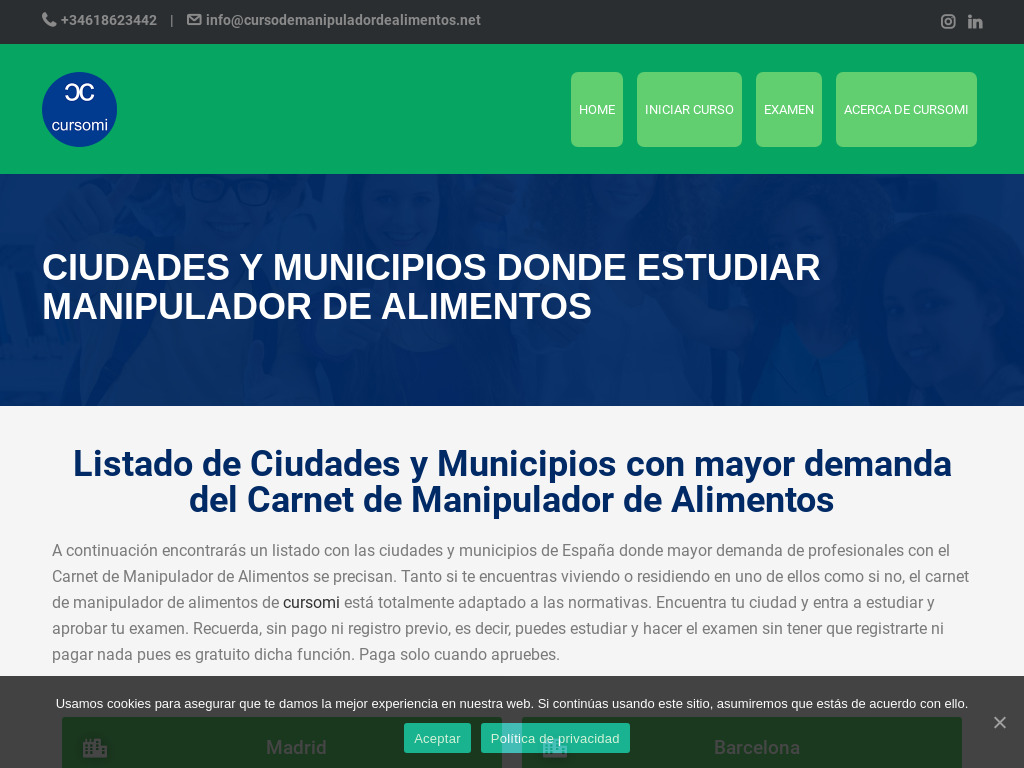 S�cate el Carnet de Manipulador de alimentos en cualquier ciudad | Cursomi