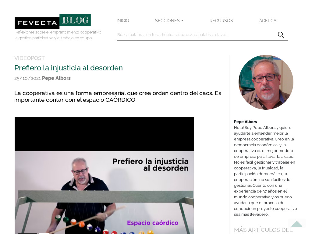 Blog FEVECTA | Prefiero la injusticia al desorden