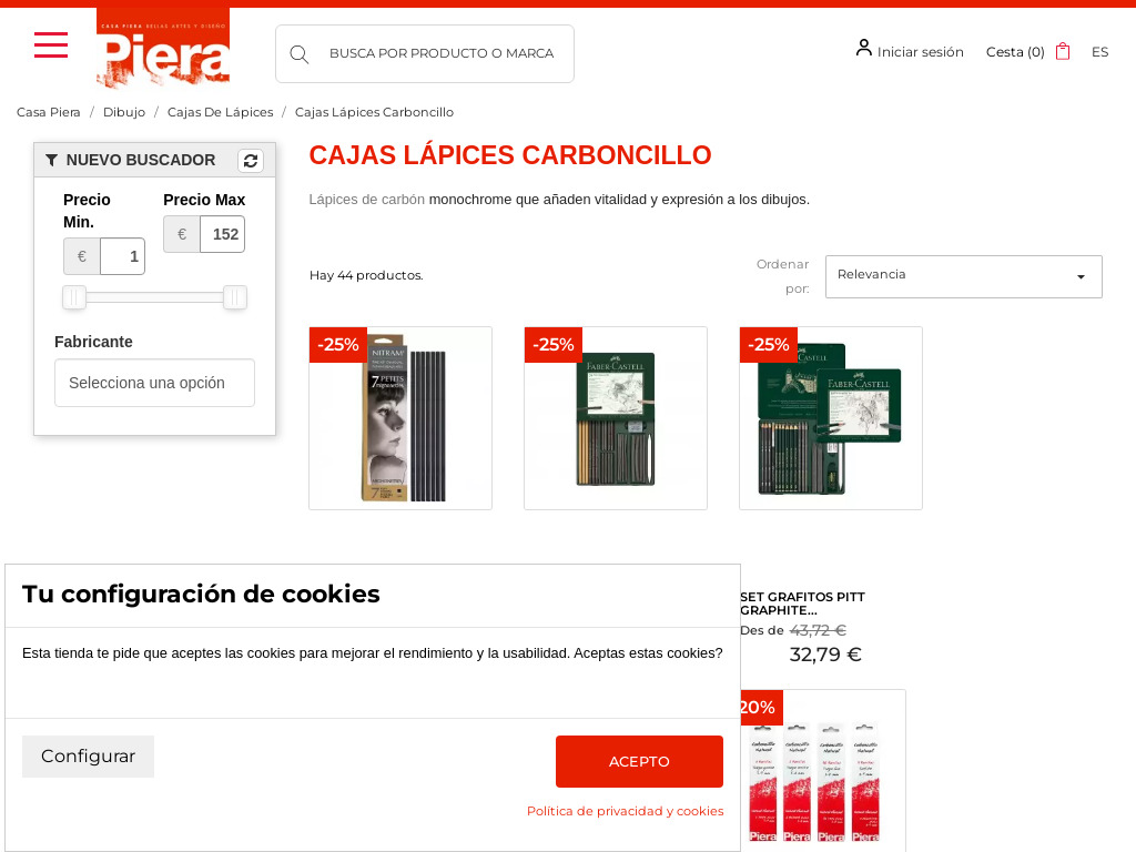 Cajas de l�pices de carboncillo - Casa Piera