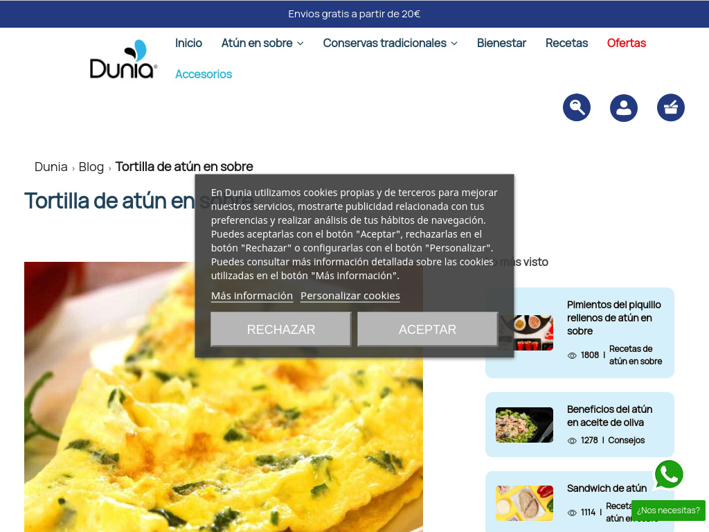 Tortilla de at�n en sobre